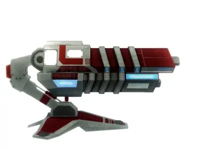 Blaster cannon 03 sci-fi low poly Rigged Low-poly 3D model