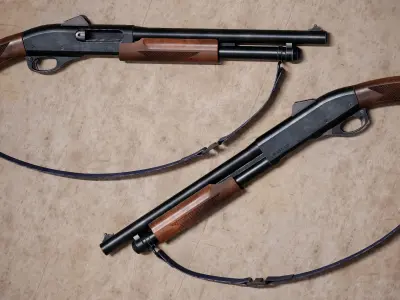 Game Ready Remington 870 Shotgun Short PBR Rigged Low-poly 3D model