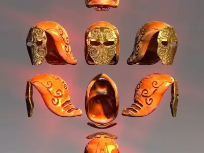 Golden Mask Helmet Low-poly 3D model