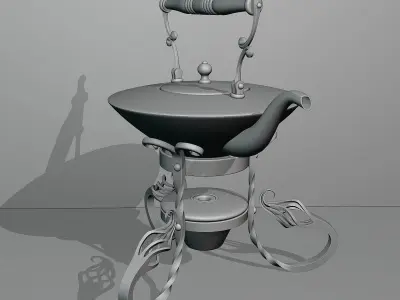 Antique English Brass Tea Set 3D model