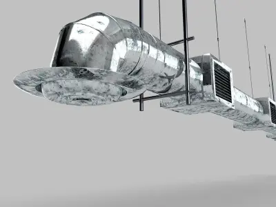 Air-Duct metal pipe with fan 3D model
