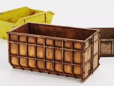 3 Skips Set - Worn Industrial Waste Containers 3D model