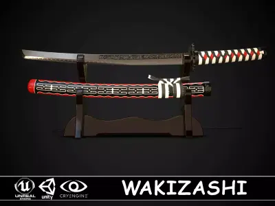 Wakizashi 02 Low-poly 3D model