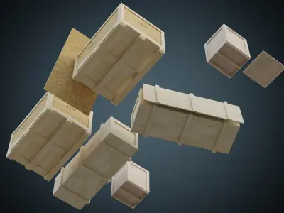 Wooden Crates 1A Low-poly 3D model