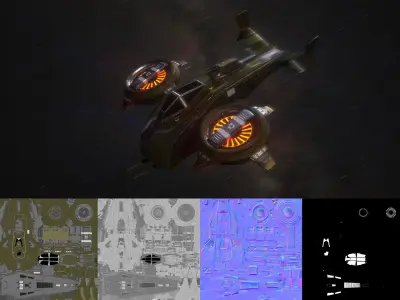 Space Ship Game Model Low-poly 3D model