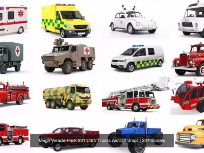 Mega Vehicle Pack 231 Cars Trucks Aircraft Ships