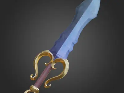 Stylized sword Game Ready  Free low-poly 3D model