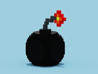 Voxel Bomb Low-poly 3D model