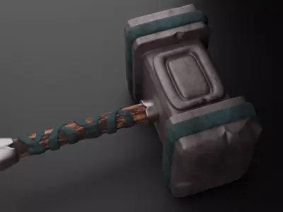 Medieval War Hammers PBR high poly FBX OBJ Low-poly 3D model