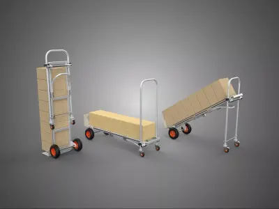 3 IN 1 CONVERTIBLE HAND TRUCK CART TROLLEY DOLLY CARDBOARD BOXES 3D model