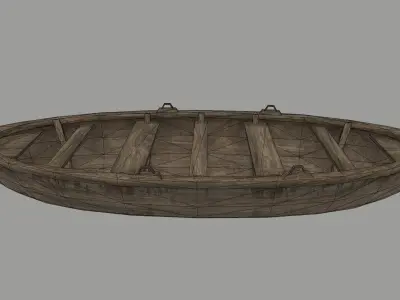 boat 6 wooden Low-poly 3D model