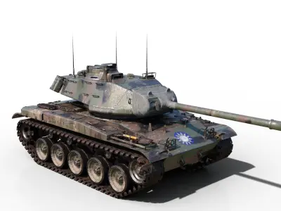2 coatings of Taiwan M41 Walker Bulldog light tank ROC Army Low-poly 3D model