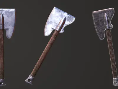 Medieval Axes Low-poly 3D model buy