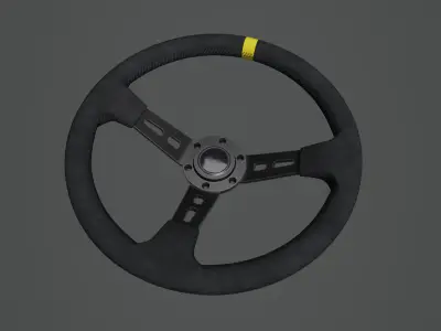 Steering Wheel 01 - Variation A - Black Stiches Low-poly 3D model