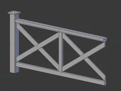 Wood Fence Low-poly 3D model