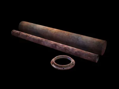 Pipers two rusty pipes Free low-poly 3D model