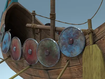 Viking ship Stylized Low-poly 3D model