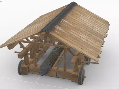 Medieval Battering Ram Low-poly 3D model purchase