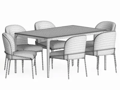 Dining Set table and six chairs 3D model