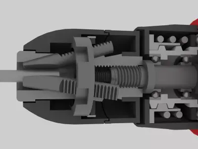 Cordless Drill with Full Internal Components 3D model