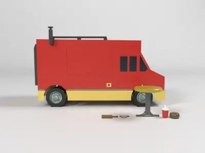 food truck lowpoly Low-poly 3D model purchase