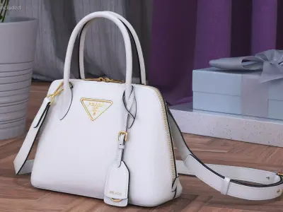 Leather White Bag Prada Promenade 3D model