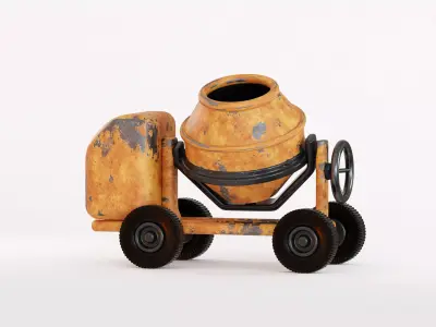 Concrete Mixer Low-poly 3D model Low-poly