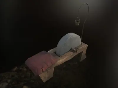 Grind stone PBR LODs Low-poly 3D model