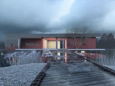 Modern Lake House 3D model purchase