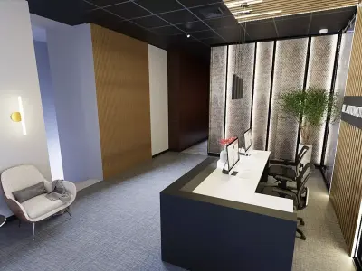 Modern Black Tone Reception Area Scene for Cinema 4D 3D model