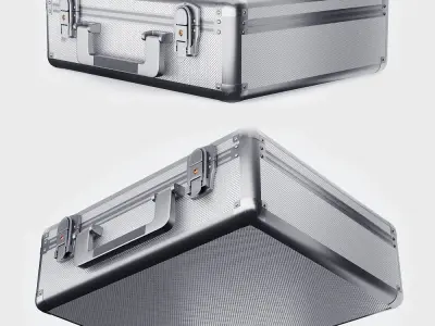 case set two silver briefcases Low-poly 3D model