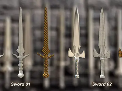 40 Medieval Swords  Low Poly  and Unwrapped  Low-poly 3D model