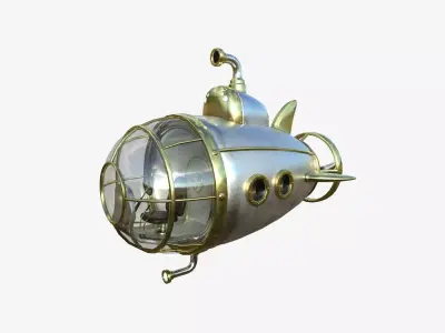 Submarine Cartoon A03 Aluminum - Sub Watercraft Vehicle Low-poly 3D model