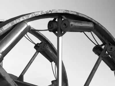 Panjandrum wheel with two wheels Low-poly 3D model
