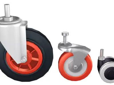 Collection Wheel set of castor wheels 3D model