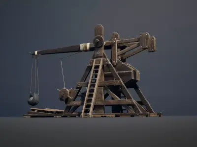 Medieval Siege Weapon - Trebuchet Low-poly 3D model