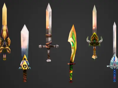 Stylized Weapons Collection Low-poly 3D model
