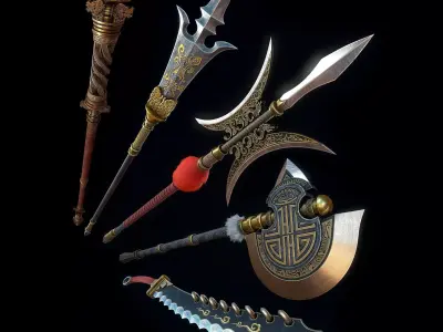 Third Collection of Ancient Chinese melee weapons 3D Model Pack