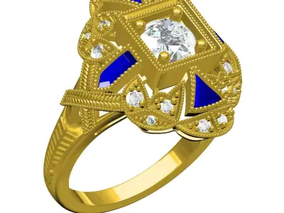 Antique Art Deco Vintage Ring 3D print model purchase