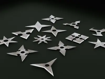 Ninja shuriken pack Low-poly 3D model purchase