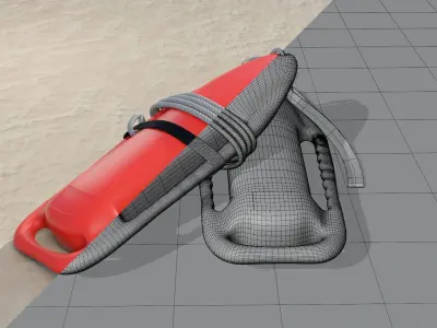 Lifebuoys two life preservers on beach 3D Model Pack