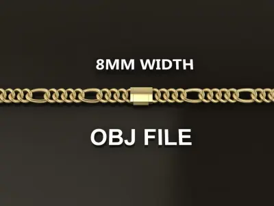 Figaro Cuban Chain Link Rounded Frame 8mm Width 3D print model