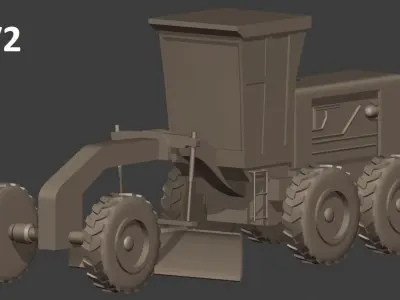 Simple construction machinery excavator and grader 3D print model