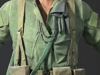 Vietnam War US Soldier Low-poly 3D model