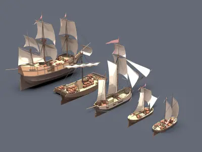 sailboats  Low-poly 3D model