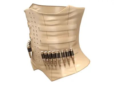 Female Military Vest With Front Stud And Bullet Details Low-poly 3D model