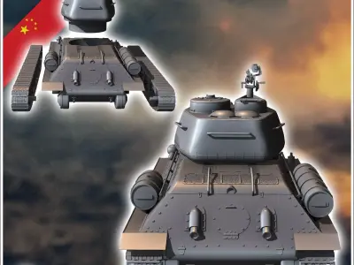 T-34-85 Type 58 Gai - Chinese Modern army Military miniatures Pe 3D print model