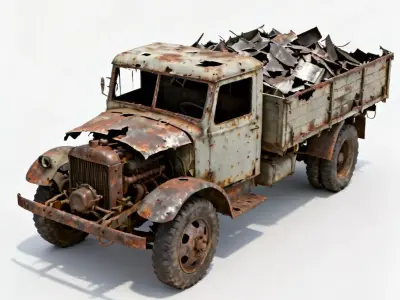 WWI Crossley Tender Truck Scrap 3D Model 3D Model Low-poly 3D model