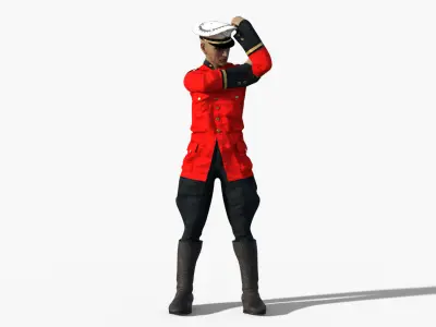 Steampunk Officer Rigged Animated Low-poly 3D model