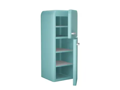 Blue Metal Retro Refrigerator Free 3D model